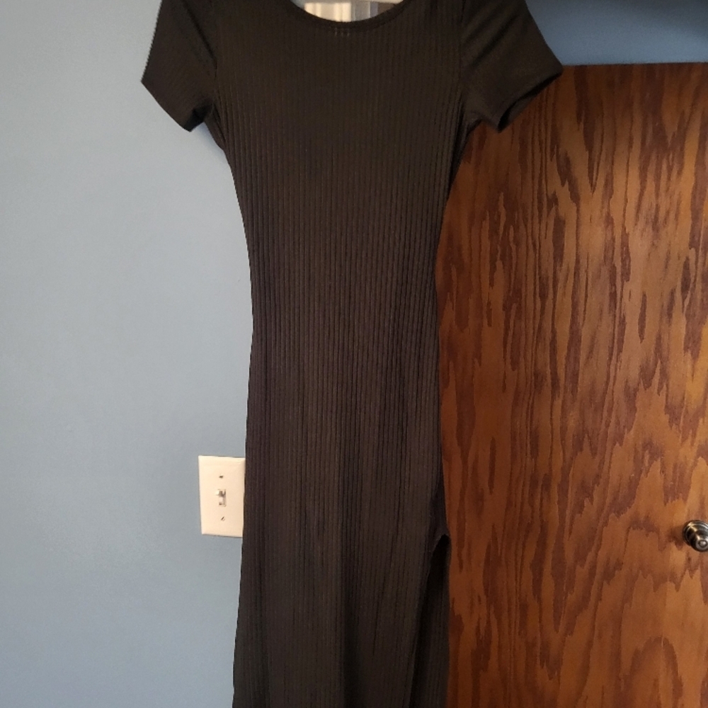 Black Ribbed Bodycon Dress